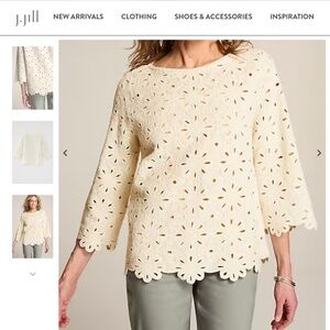 J.jill Crochet-lace Top In Barley 3x - Worn Once! Excellent Condition